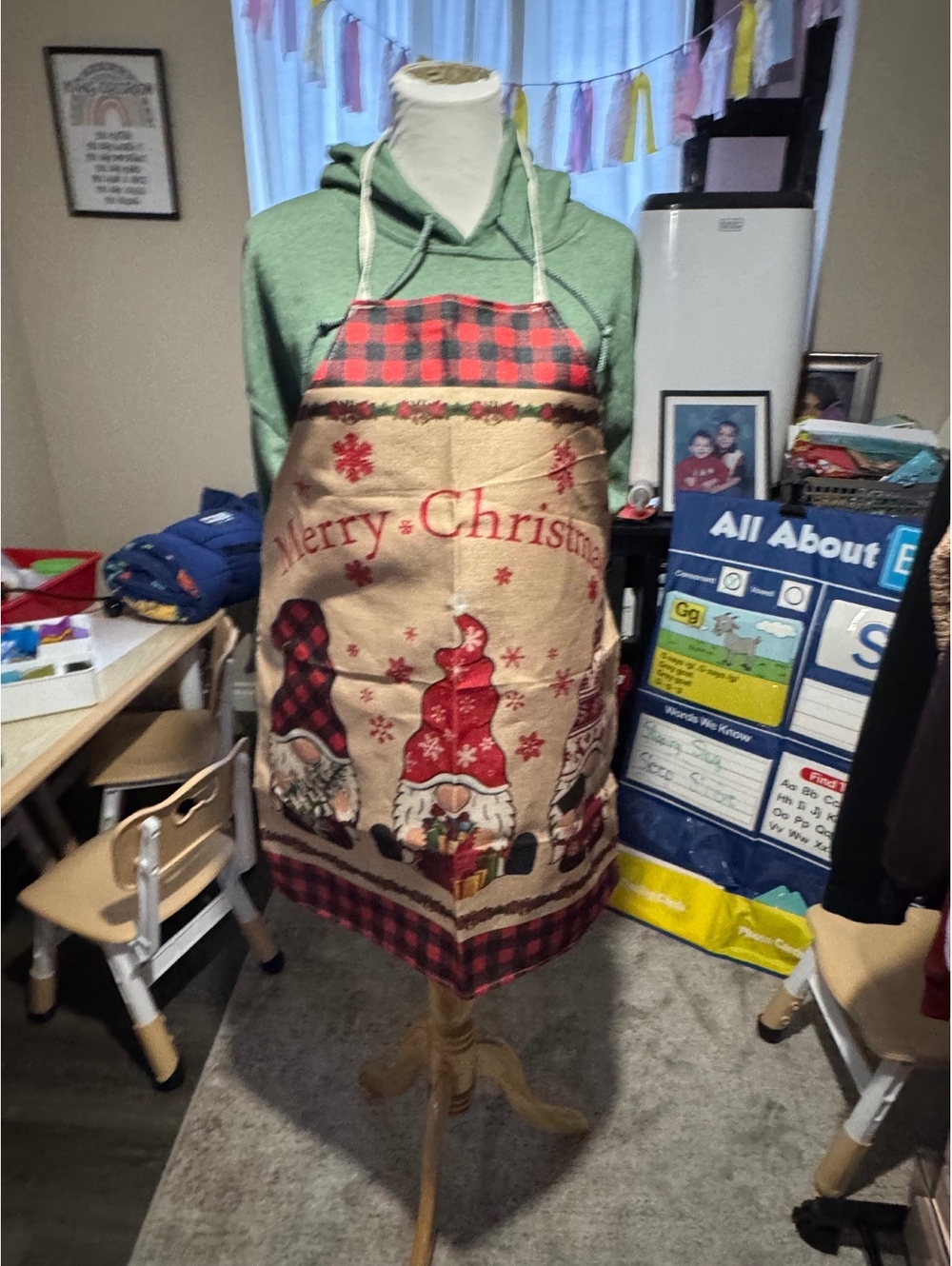 Christmas Themed Holiday Apron with Gnome Design